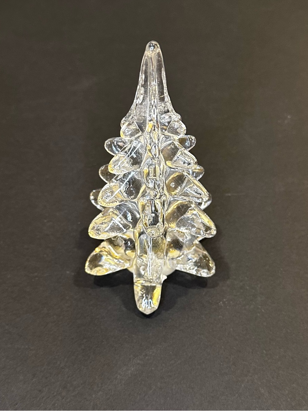 🎄VTG Two's Company Hand Blown Clear Glass Christmas Tree Figurine 6.5"
